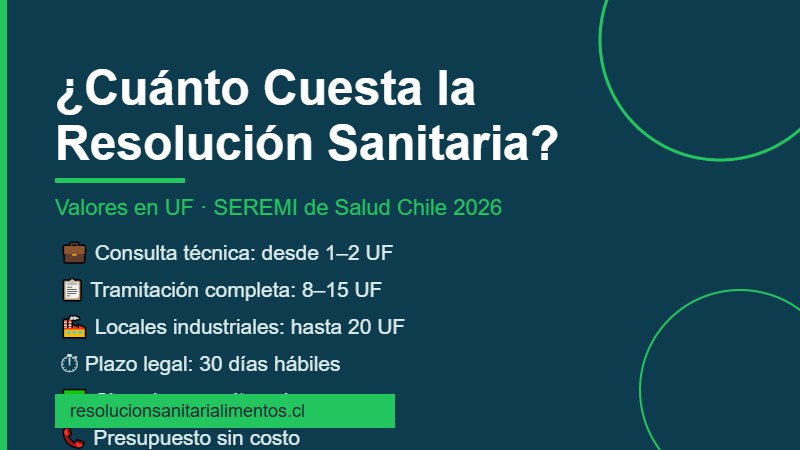 Cuánto cuesta la resolución sanitaria SEREMI en Chile valores UF